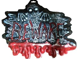 Bloody Warning Sign-BEWARE-Man Cave Teen Room Halloween Party Horror Decoration - £2.25 GBP