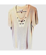 No Boundaries Women&#39;s Pullover Sweater Pink Short Sleeve V Neck Ribbed XXXL - $13.52 CAD