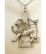 Vintage Zodiac Jewelry Leo Lion Horoscope Sign Cathedral Pewter Pendant Necklace - $34.64