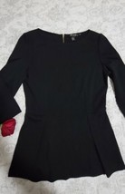 ST. JOHN Women&#39;s  3/4 Sleeve  Black Tunic Blouse Top Pristine Sz 4 - $34.64