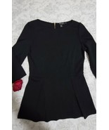 ST. JOHN Women&#39;s  3/4 Sleeve  Black Tunic Blouse Top Pristine Sz 4 - $47.21 CAD