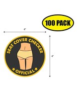 100 PACK 4&quot;x4&quot; SEAT COVER CHECKER OFFICIAL Sticker Decal Humor Funny Gif... - £62.91 GBP