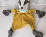 Sigikid Gray Badger Organic Cuddle Security Lovey 10&quot; Blue Scarf HTF! - £27.22 GBP