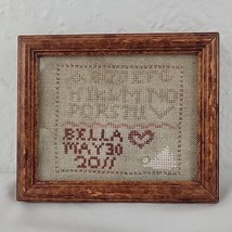 ABC Sampler Embroidery Framed Finished Wood Linen Angel Rustic Multi Col... - £14.34 GBP