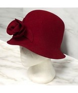 Vintage Charter Club 100% cotton dark red hat flower made to Italy churc... - $32.41 CAD