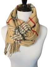 Lord &amp; Taylor Soft Scarf NWT Camel Color Gray &amp; Red Stripes Made In Germany ￼ - £15.62 GBP