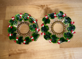 Vintage Pair Decorative Bobeche Taper Candle Drip Protectors Christmas H... - $16.00