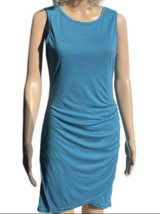 Solid Blue Bateau Neckline Knee-Length Dress Sleeveless Summer Dress - £12.90 GBP