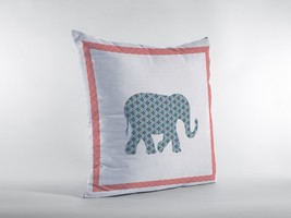 16 Blue Pink Elephant Zippered Suede Throw Pillow - £48.82 GBP
