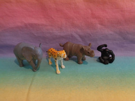 Lot 4 Toy Animal Figure Safari Jungle Elephant Rhino Leopard &amp; Chimp - £1.86 GBP
