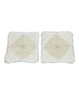 Set 2 Crochet Handmade Cream Flower Throw Pillow Cover Cottage Granny Co... - £51.47 GBP