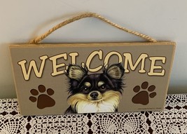 Love and Laughter Wooden Chihuahua Welcome Sign 5 x 10 Inch Hanging Rope NWT - $12.99