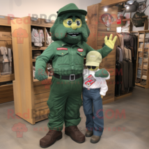 Forest Green Commando mascot costume character dressed with a Mom Jeans and Susp - £965.38 GBP