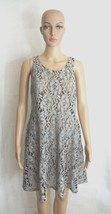 Free People Dove Gray Lace Sheer Floral Print Fit n Flair Dress Womens  Medium - £23.90 GBP
