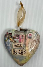 Kelly Rae Roberts Heart Shaped Ornament Love Wide Grow Medallion Dragonfly Lace - £7.10 GBP