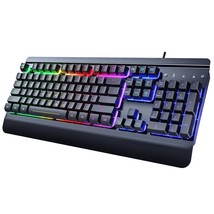 Gaming Keyboard, 104 Keys All-Metal Panel, Rainbow Led Backlit Quiet Computer Ke - £37.97 GBP