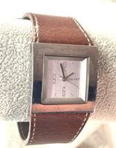 DKNY Watch Women 3230 Square Brown Leather Band Stainless Steel Case - $22.28