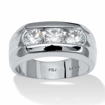 PalmBeach Jewelry Men&#39;s 1.50 TCW Round Cubic Zirconia Ring Platinum-Plated - £31.63 GBP