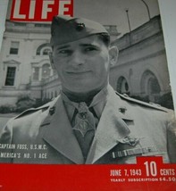 Vintage Life Magazine June 7 1943 Captain Foss USMC No 1 Ace Coca Cola WWII - £24.04 GBP