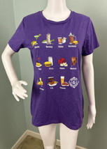 Disney Parks Women&#39;s Purple Epcot World Showcase Graphic Food T-Shirt Sz Large - £19.73 GBP