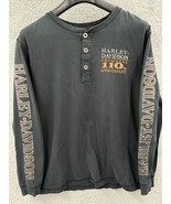 Harley-Davidson 110th Anniversary Men&#39;s Henley T-Shirt Long Sleeve Black... - $19.20