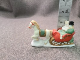 Vintage Snow Village Christmas Collection Couple in a Sleigh Porcelain - £5.27 GBP