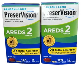 2 PACK PreserVision Areds 2 Formula Eye Vitamin 120 SoftGels 240 Total - $718.91 MXN