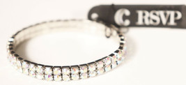 Charming Charlie RSVP Shimmering Rhinestone Stretch Bracelet Silver Tone... - $14.26
