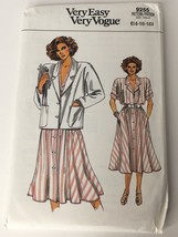 Vogue Sewing Pattern 9255 Misses Shirt Dress Jacket 80s Style Sz 14 16 1... - $8.99