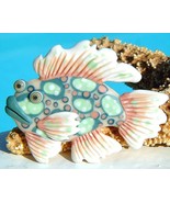 Vintage Tropical Fish Pin Brooch 1993 Handcrafted Clay Artist Signed - £15.94 GBP