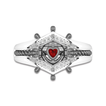 Antique Anchor Ring Elegant and Classy Sterling Silver Ring Stunning CZ Diamond  - $65.65