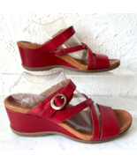 Dansko Ana Red Leather Open Back Wedge Sandals Adjustable Strap - Women&#39;... - $85.45
