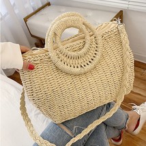 Summer Women Straw Beach Bag Handmade Crossbody Bag Raffia  Rattan Bags Bohemian - £81.67 GBP