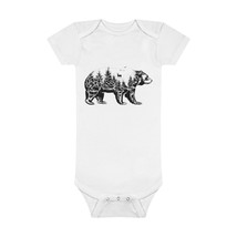 Bear Forest Adventure Organic Baby Bodysuit - Black and White - Snap Closure - 1 - £19.35 GBP