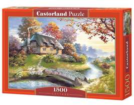 1500 Piece Jigsaw Puzzle, Cottage, Charming Nook, Pond, Countryside, Adu... - $21.99