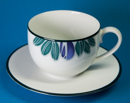 Dansk Eden Cups &amp; Saucers Purple Flowers Green Leaves - £3.90 GBP