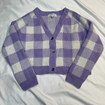 Willow &amp; Wind Purple Plaid Cropped Cardigan Sweater Women’s Size Small - $455.58 MXN
