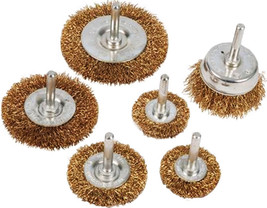 6 Piece Rotary Wire Wheel &amp; Cup Brush Drill Set 6mm for Rust Paint Remov... - $14.36