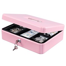 Metal Cash Box With Money Tray And Lock,Money Box With Cash Tray,Cash Dr... - £31.45 GBP