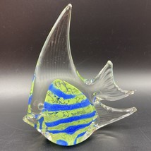 Vintage 90&#39;s Paperweight Green and Blue Fish - $14.85