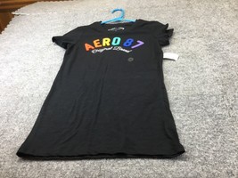 Aeropostale T-Shirt Woman size M Classic Crew Black Logo Short Sleeve NWT - £10.95 GBP