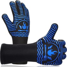 BBQ Gloves, 1472°F Extreme Heat Resistant Grill Gloves, Non-Slip Food Grad (14&quot;) - £13.91 GBP