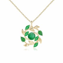 Authenticity Guarantee 
ANGARA 6MM Natural Emerald Olive Branch Pendant Neckl... - £765.63 GBP