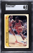 MICHAEL JORDAN 1986-87 Fleer Basketball ROOKIE Sticker Card #8 SGC 6 EX NM - $643.49