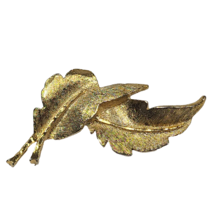 DuBerry Fifth Avenue Gold Tone Double Leaf Brooch Signed DFA Has Wear Vintage - £4.30 GBP