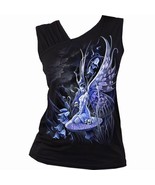 Spiral direct bluebell fairy womens  Gathered Shoulder Slant Vest Black new - £24.22 GBP