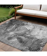 10&#39; X 14&#39; Gray Abstract Washable Non Skid Indoor Outdoor Area Rug - $10,773.76 MXN