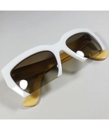 Miu Miu SMU 11O 7S3-4M1 White/Beige Gold tone Logos Designer Sunglasses - $94.99