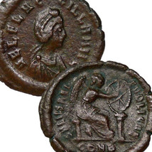 Aelia Flacilla Wife Theodosius I. Victory Inscribes CHI-RHO On Shield Roman Coin - £111.69 GBP