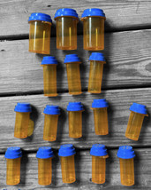 Pill Bottles Empty Plastic Amber Prescription Medicine Crafts Storage Mi... - £12.40 GBP